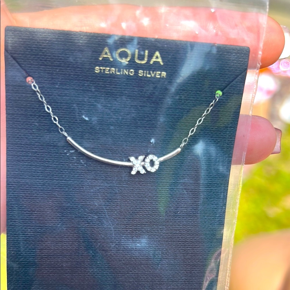 Aqua sterling silver necklace NWT